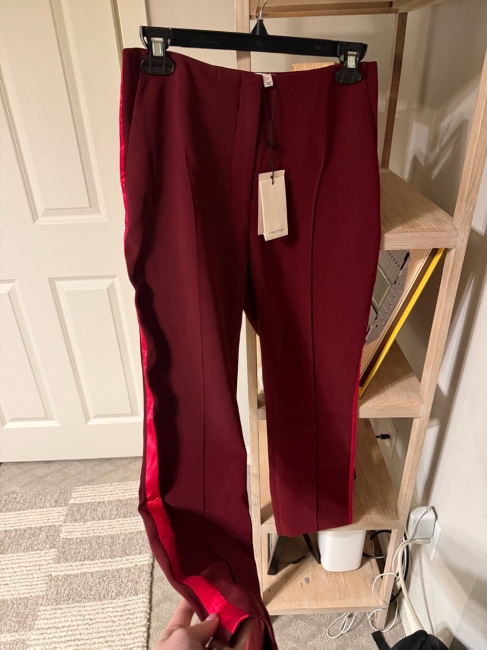 cinq à sept | Burgundy Pants with Red Trim